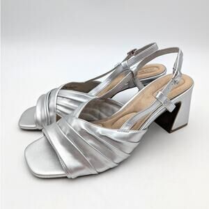 Easy Street Lucie Slingback Sandals Open Toe Women's Silver Size US11M EU43
